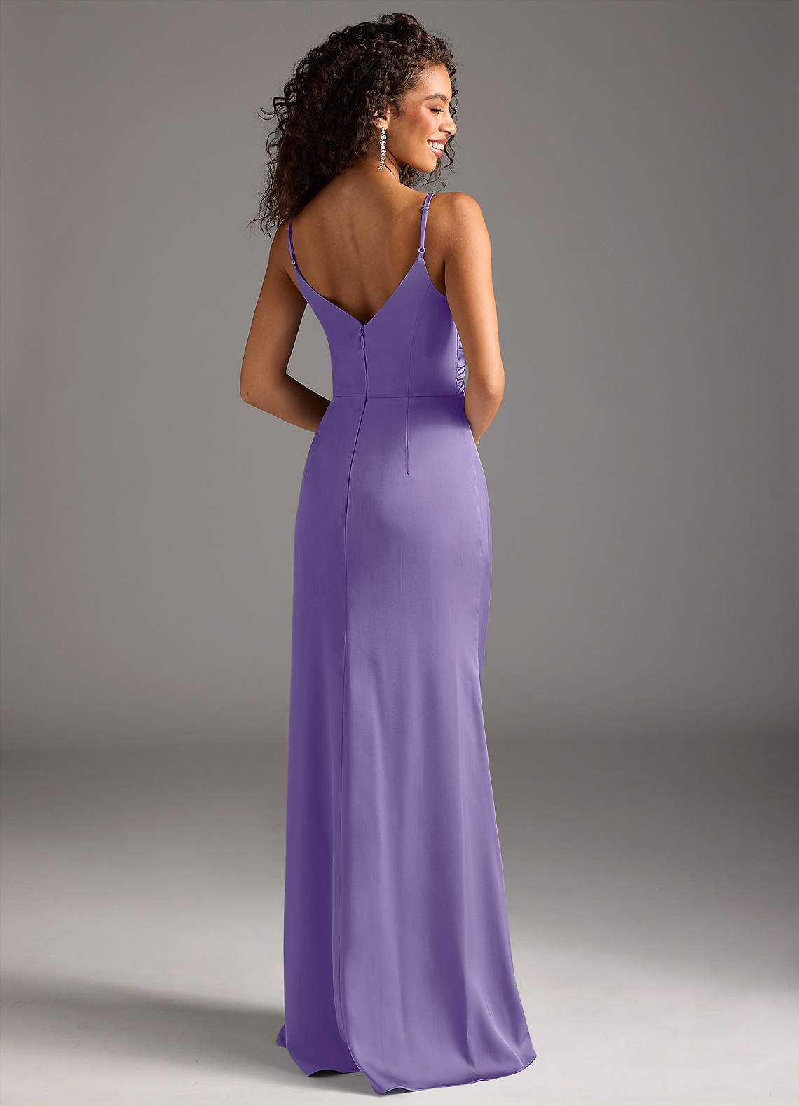 Deandra Mermaid Cowl-Neck Stretch Satin Bridesmaid Dress in Tahiti