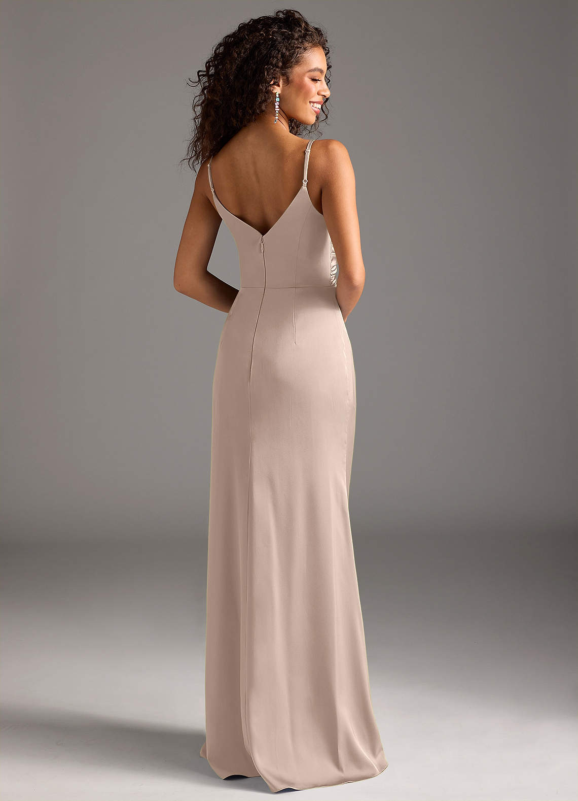 Deandra Mermaid Cowl-Neck Stretch Satin Bridesmaid Dress in English Rose