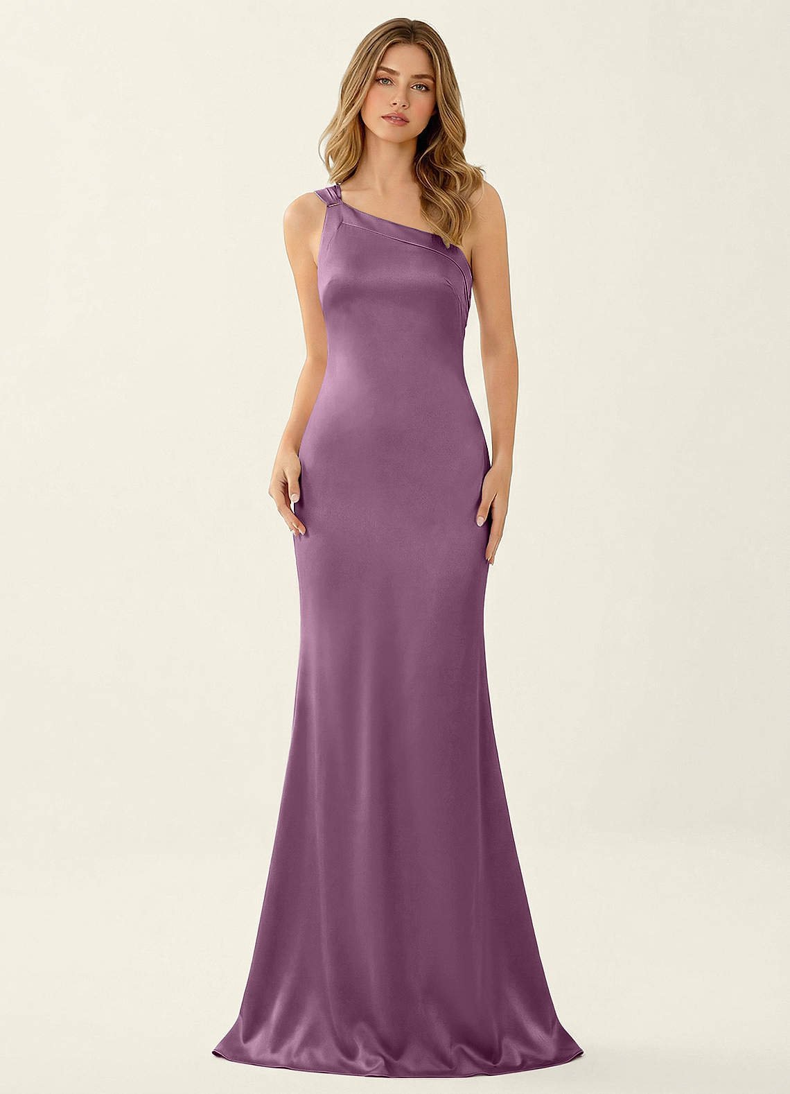 Persephone One-Shoulder Open-Back Satin Prom Dress in Wisteria