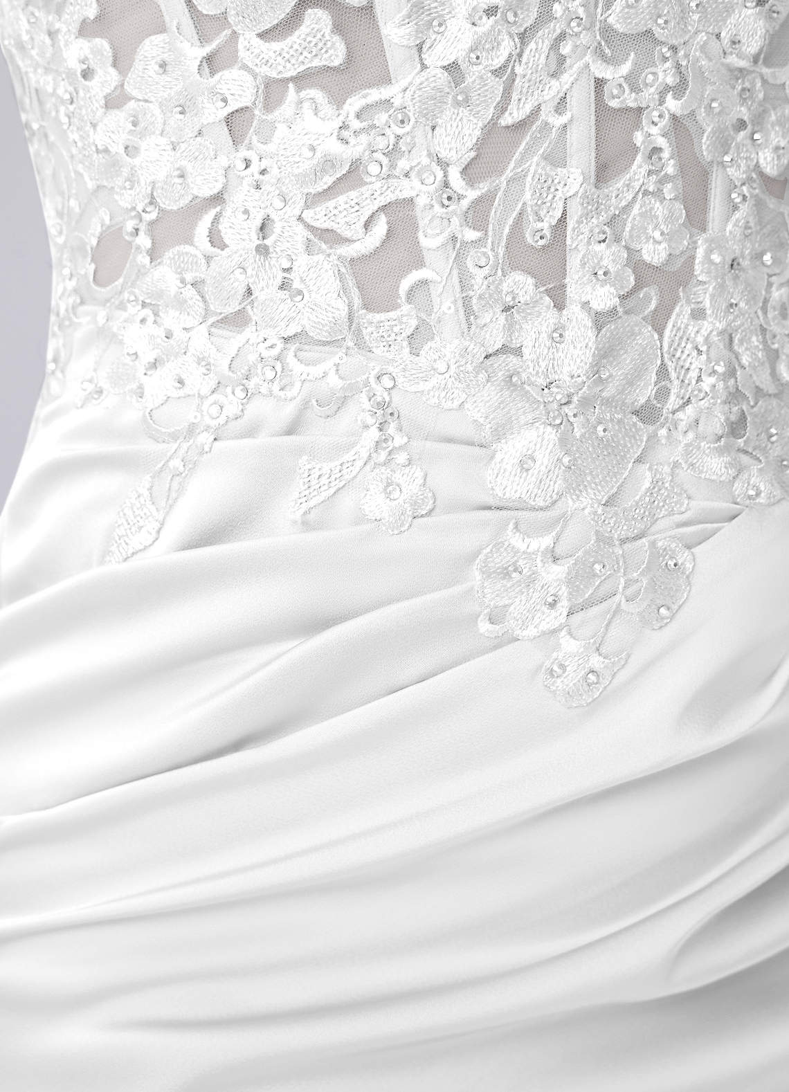 Persephonella Mini Corset Ruched Satin Lace Prom Dress in white