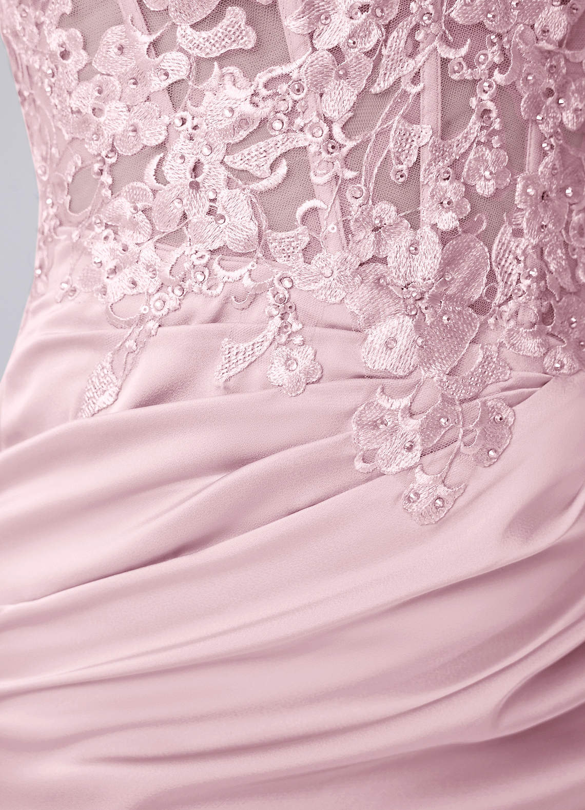 Persephonella Mini Corset Ruched Satin Lace Prom Dress in pink