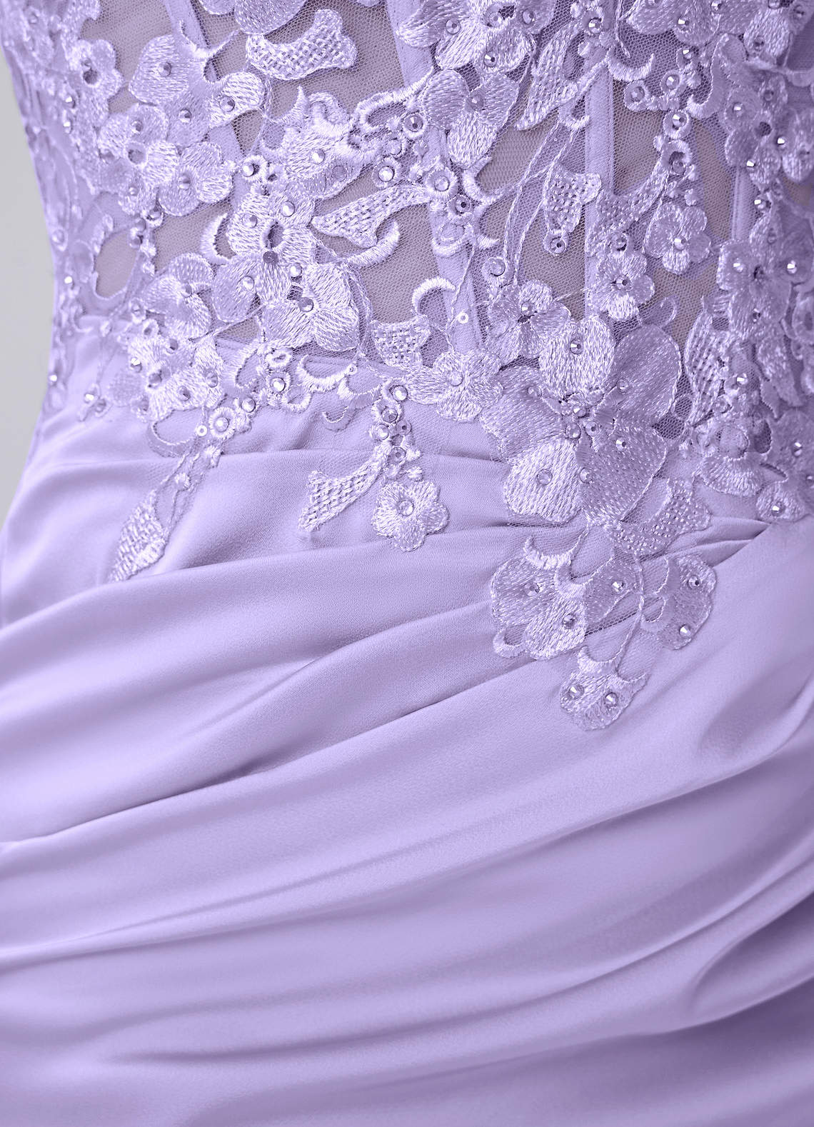 Persephonella Mini Corset Ruched Satin Lace Prom Dress in Purple