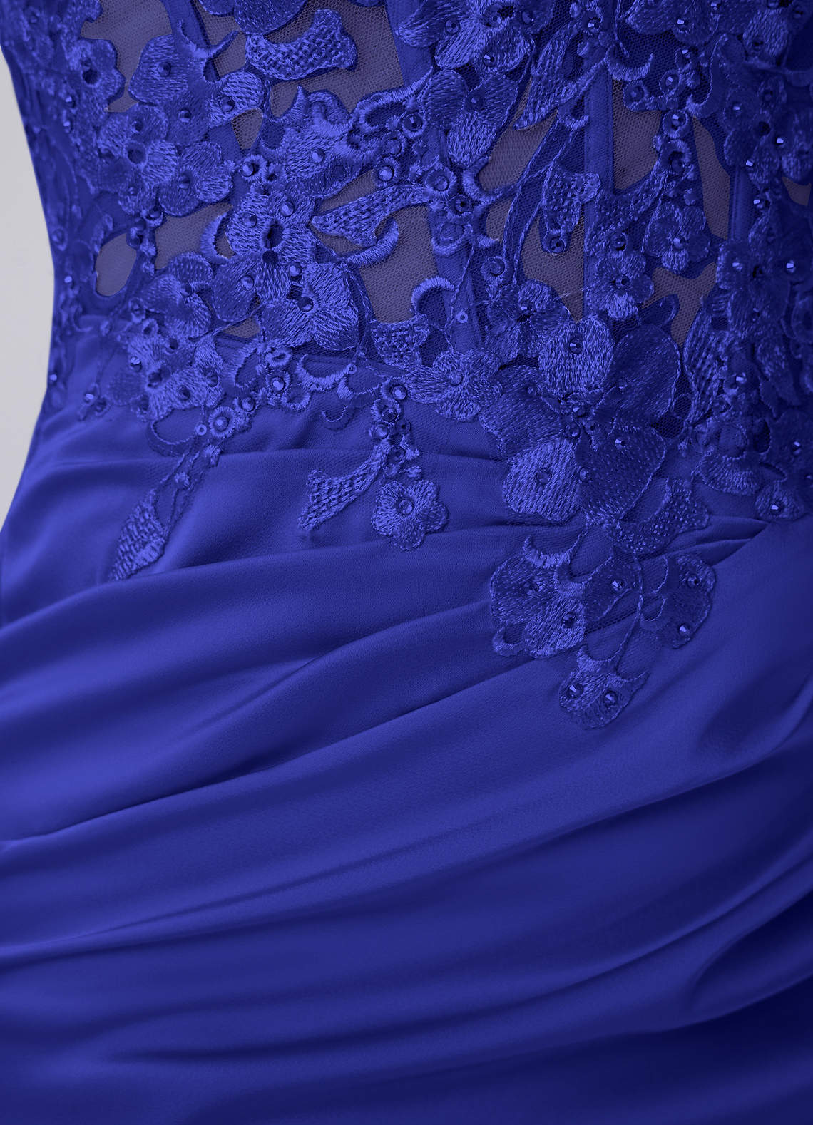 Persephonella Mini Corset Ruched Satin Lace Prom Dress in Neptune