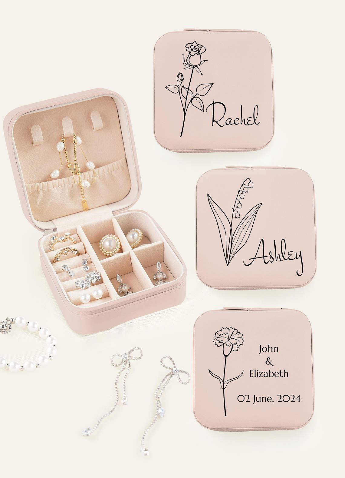 Personalized Jewelry Case — Blushing Pink — 图 8/62
