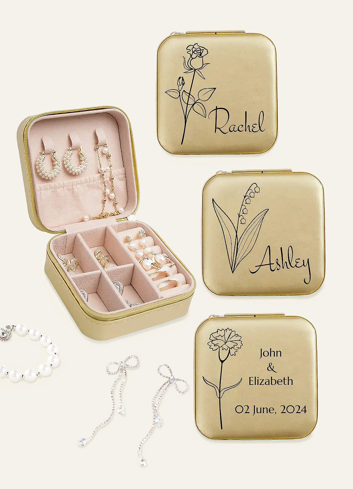 Personalized Jewelry Case — Gold — 图 3/62