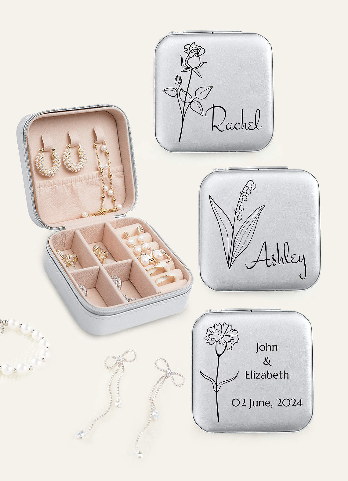 Personalized Jewelry Case — Light Silver — 图 12/62