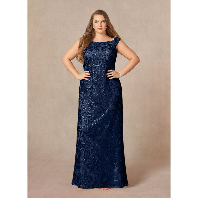 Porcelain A-Line Off-the-Shoulder Lace Mother of the Bride Dress in Dark Navy - photo 7