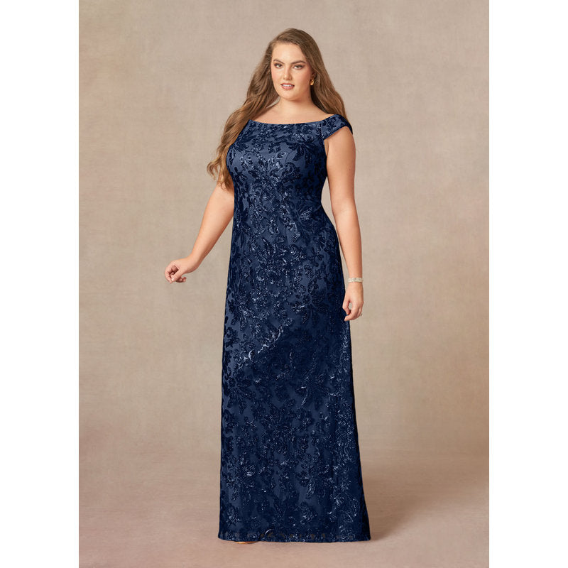 Porcelain A-Line Off-the-Shoulder Lace Mother of the Bride Dress in Dark Navy - photo 8