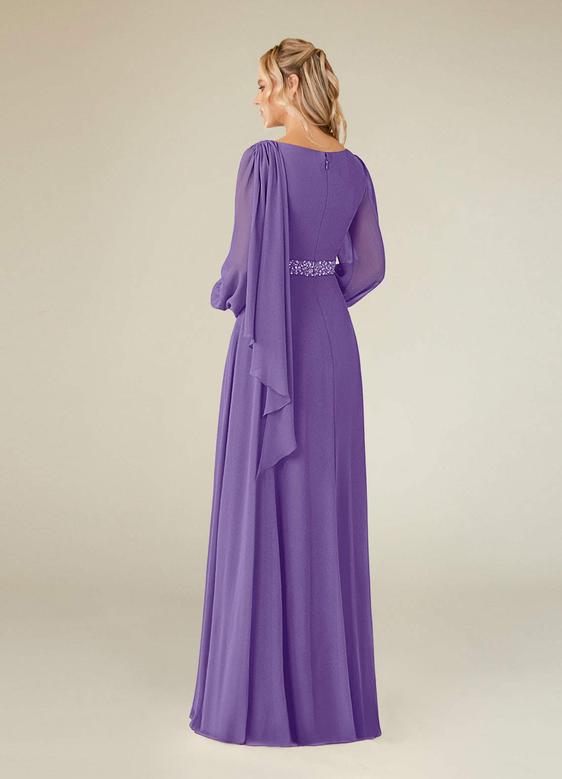 Priyanka A-Line Boat-Neck Chiffon Mother of the Bride Dress in Tahiti