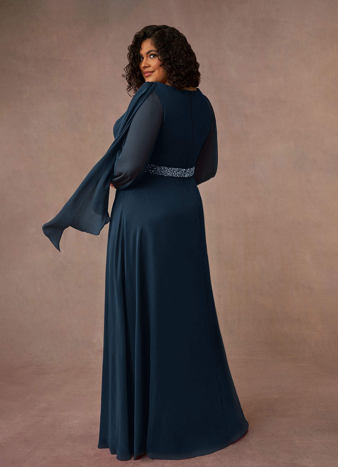 Priyanka A-Line Boat-Neck Chiffon Mother of the Bride Dress