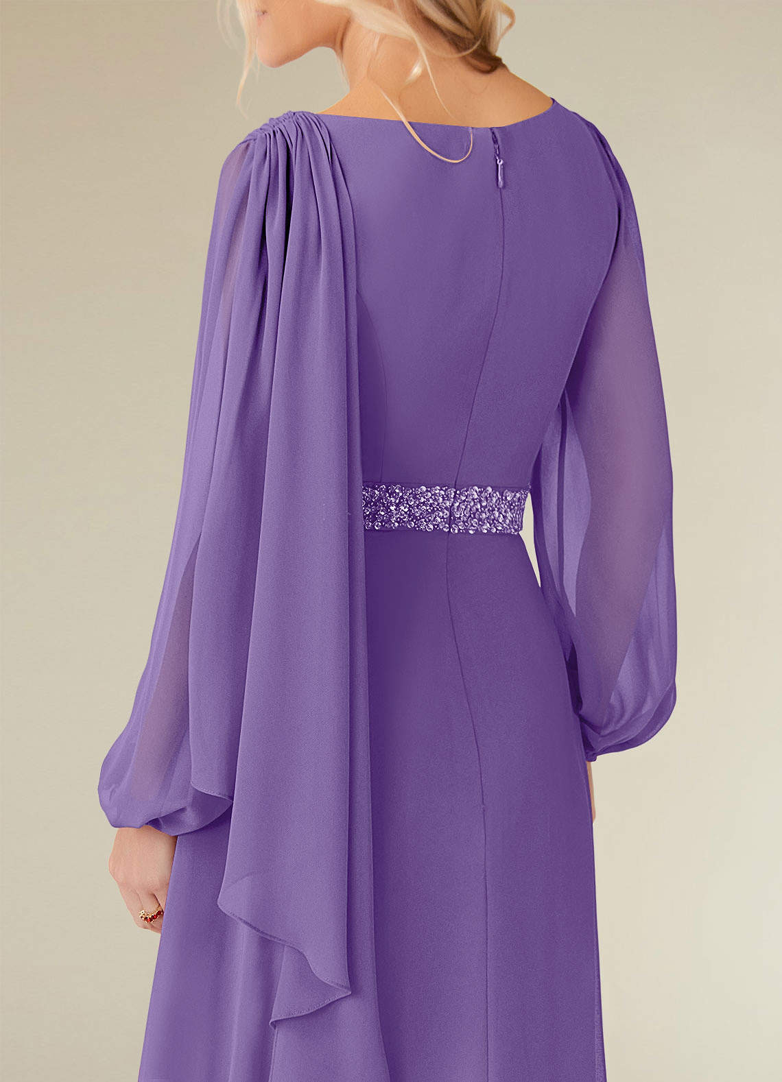 Priyanka A-Line Boat-Neck Chiffon Mother of the Bride Dress in Tahiti