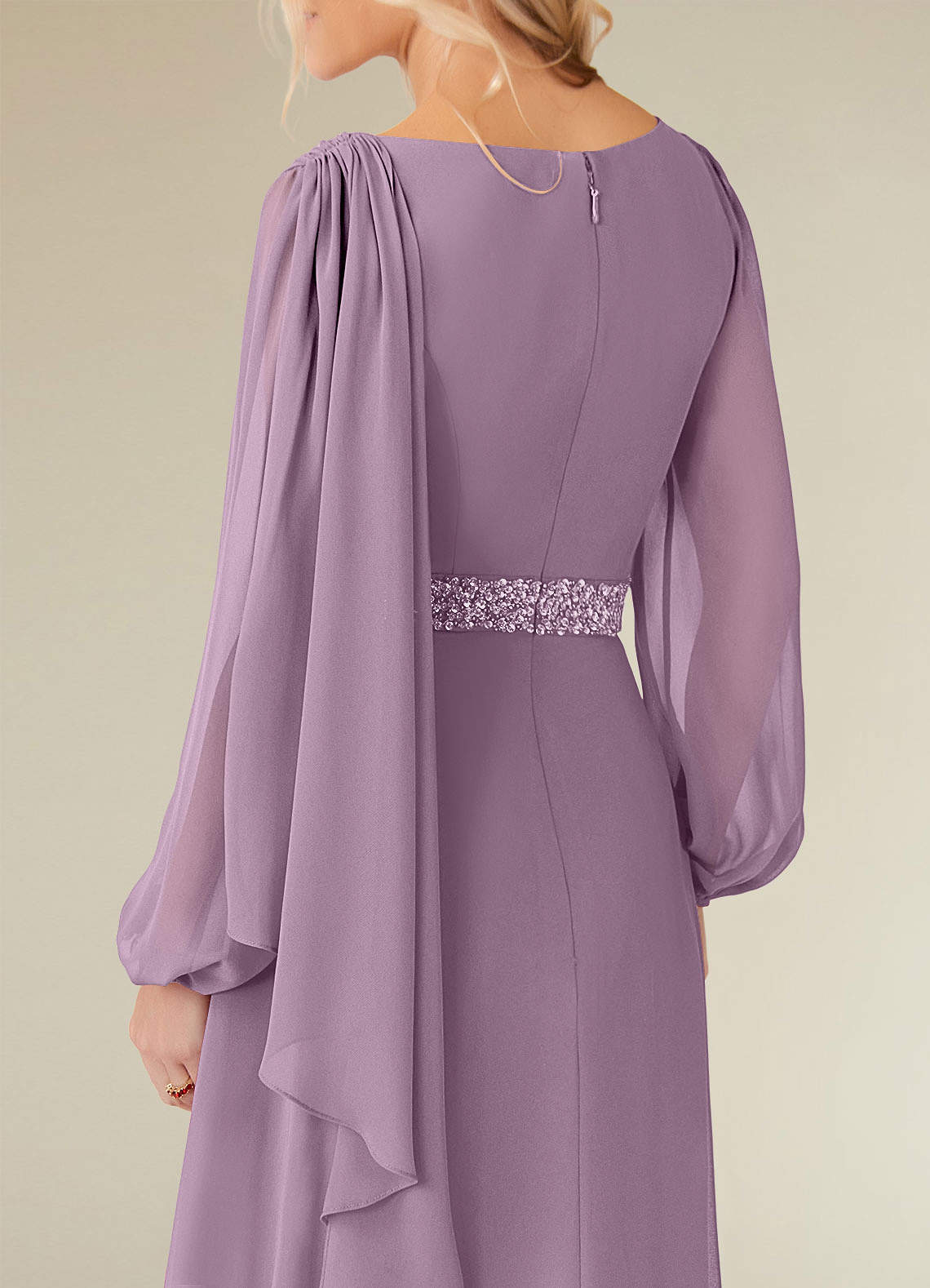 Priyanka A-Line Boat-Neck Chiffon Mother of the Bride Dress in Wisteria
