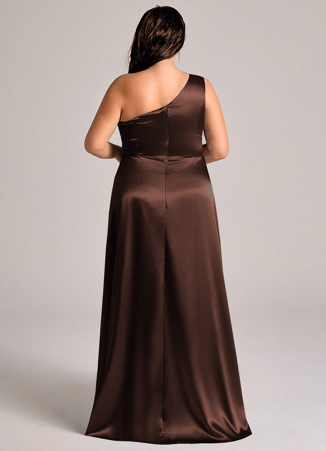 Brooke A-Line One-Shoulder Metallic Satin Bridesmaid Dress