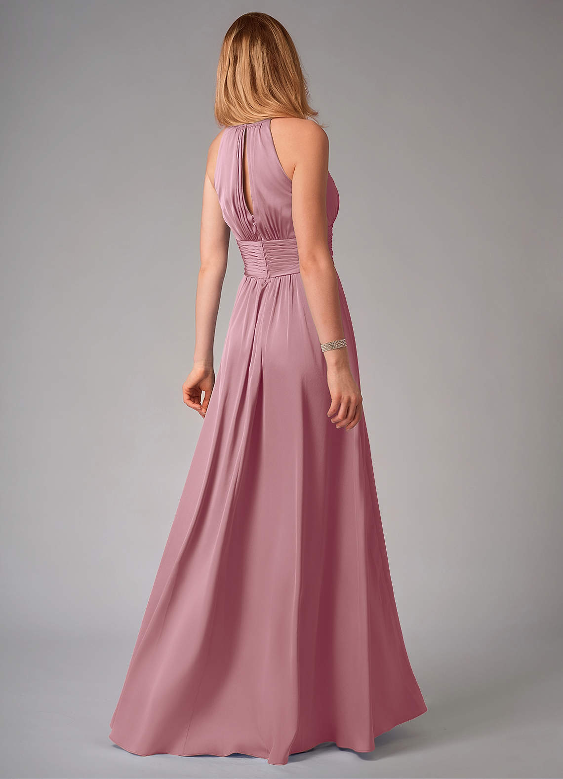 Bonnie A-Line Halter Stretch Satin Bridesmaid Dress in Vintage Mauve