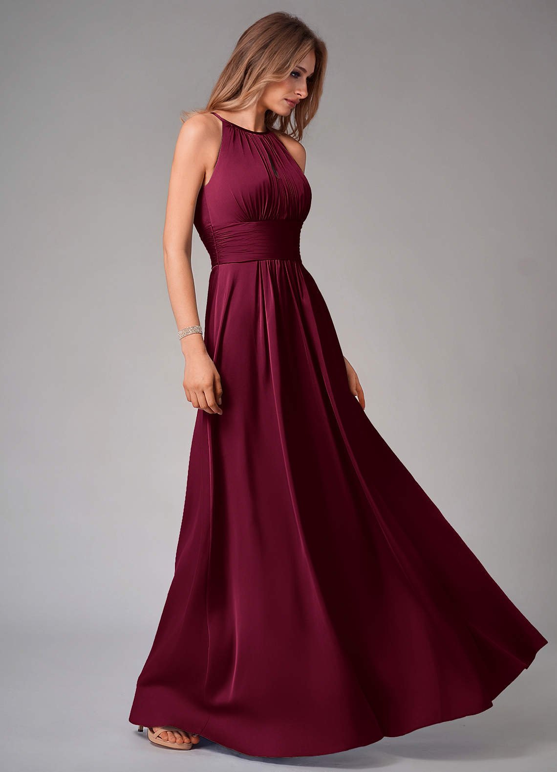 Bonnie A-Line Halter Stretch Satin Bridesmaid Dress