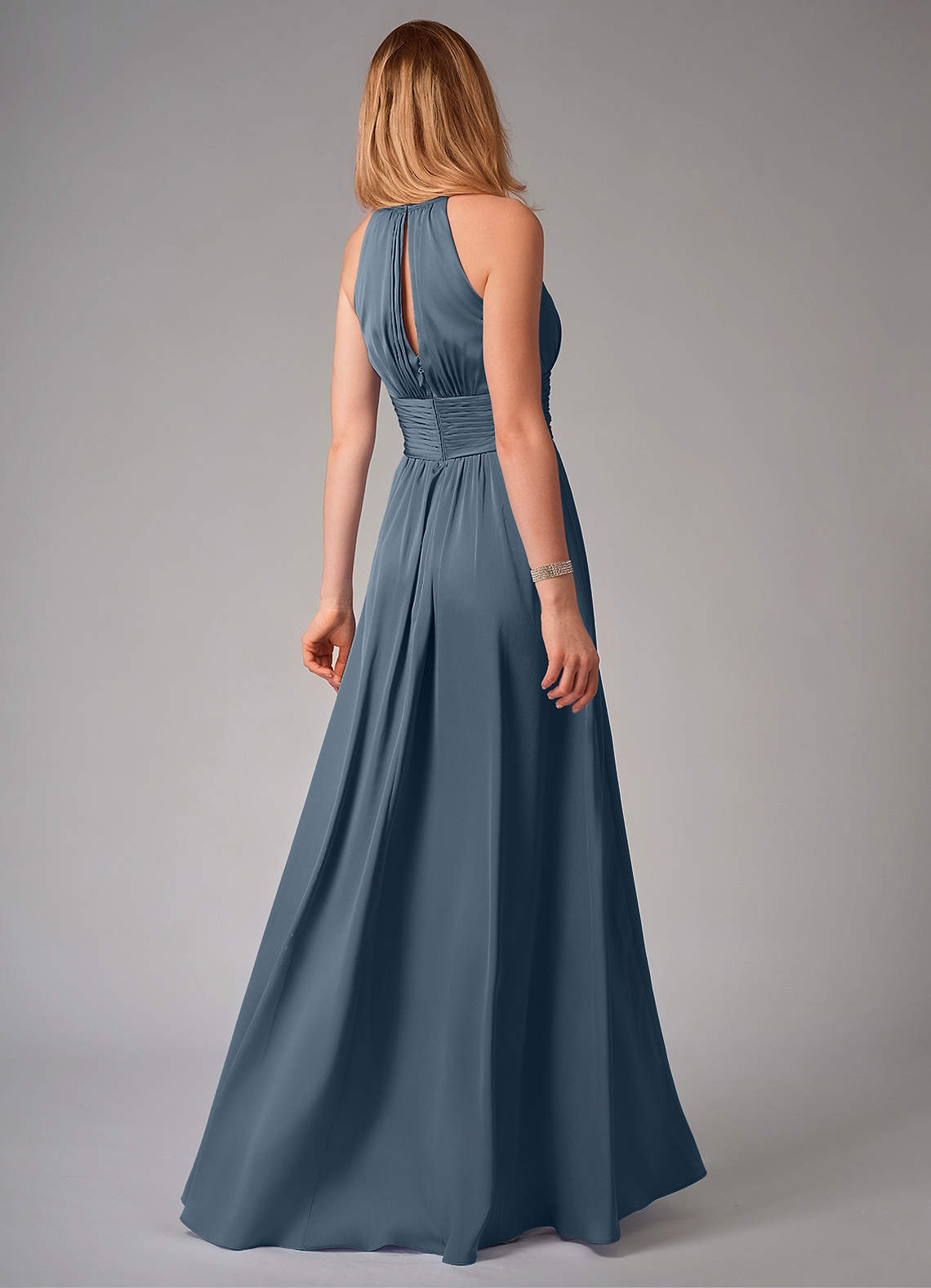 Bonnie A-Line Halter Stretch Satin Bridesmaid Dress in Twilight