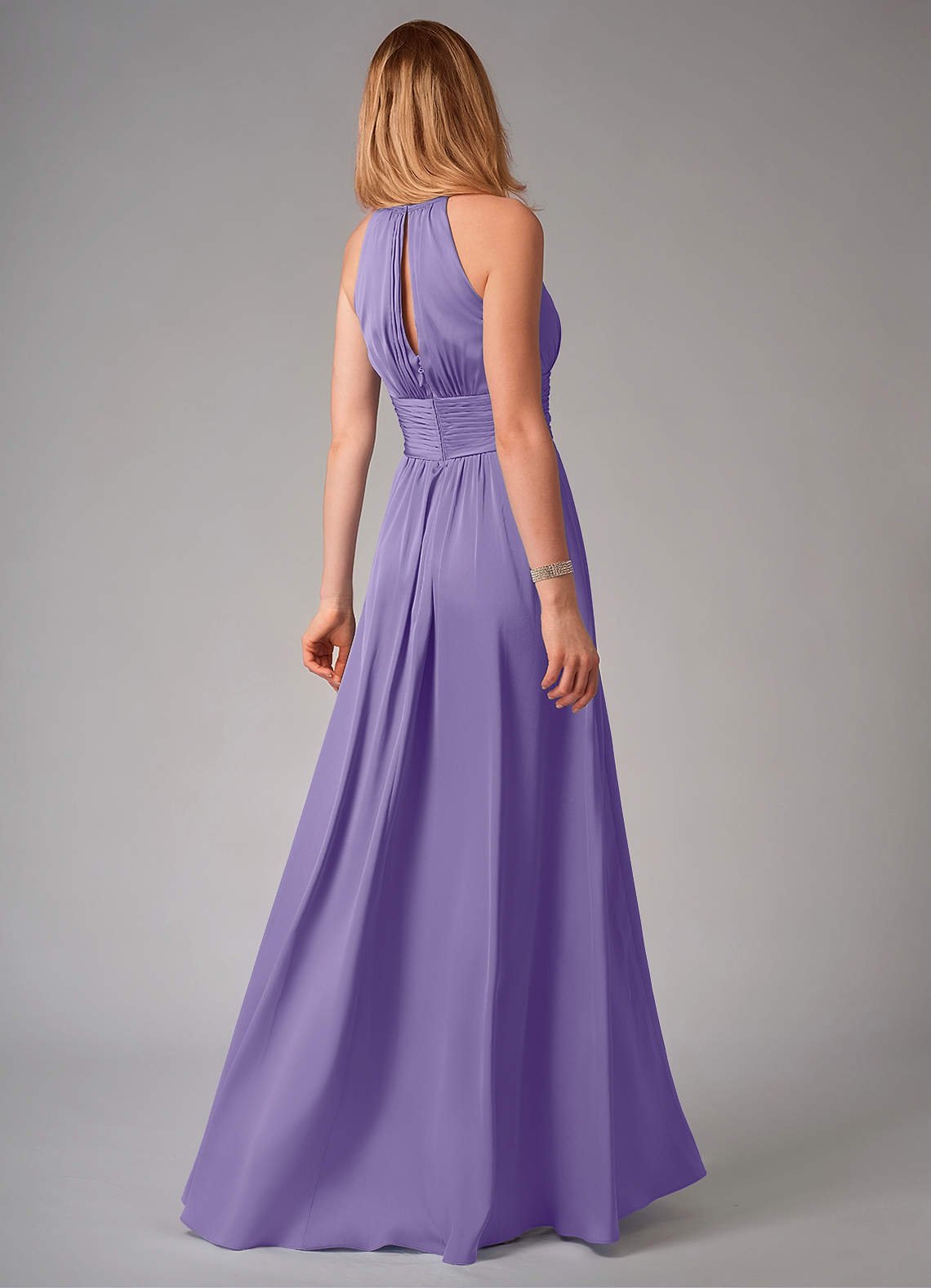 Bonnie A-Line Halter Stretch Satin Bridesmaid Dress in Tahiti