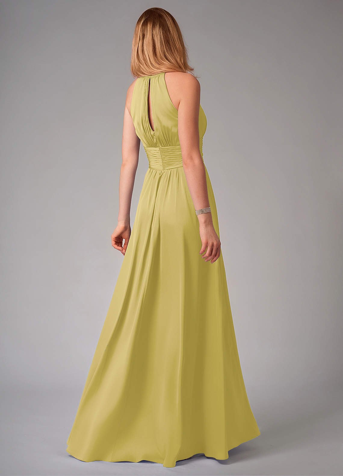 Bonnie A-Line Halter Stretch Satin Bridesmaid Dress in Canary