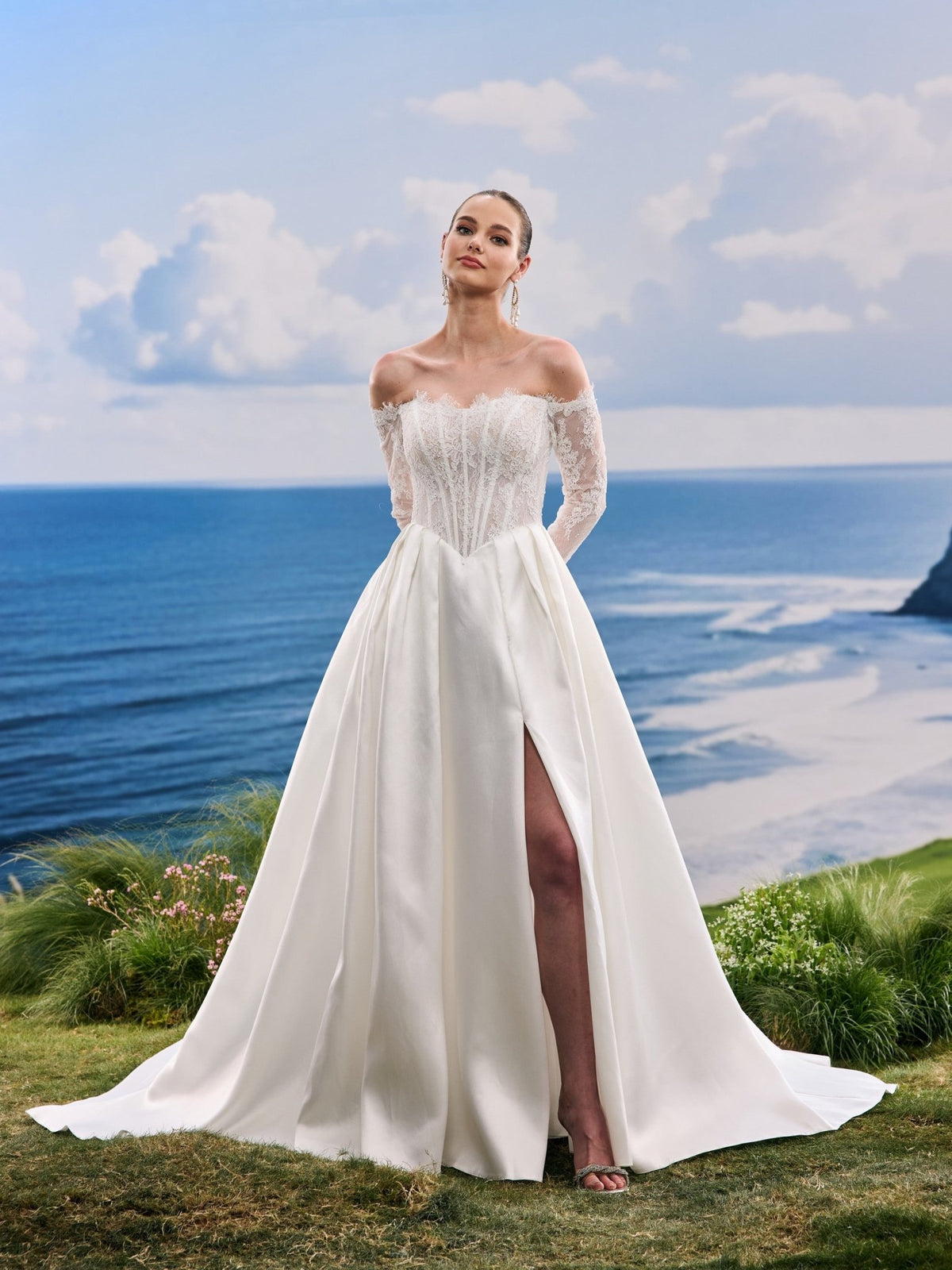 Quirielle white A-Line wedding dress, front view