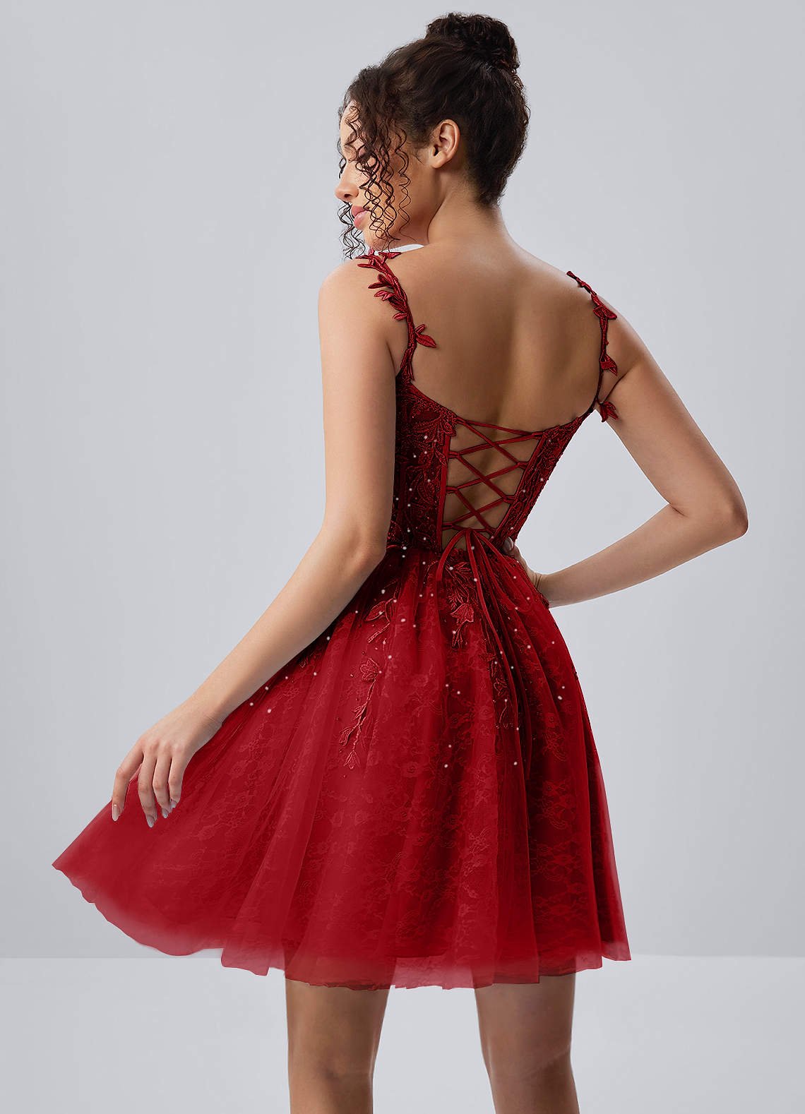 Raphinase A-Line Sweetheart Tulle Prom Dress in Red
