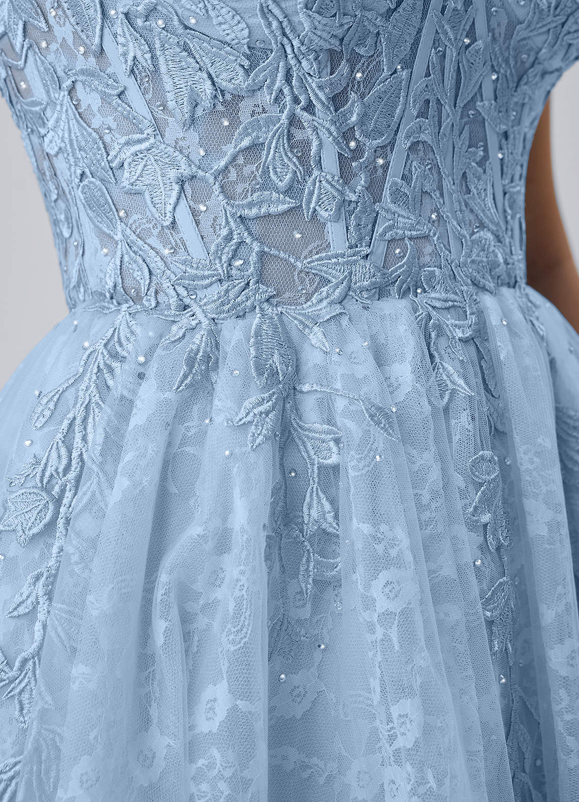 Raphinase A-Line Sweetheart Tulle Prom Dress in Sky Blue
