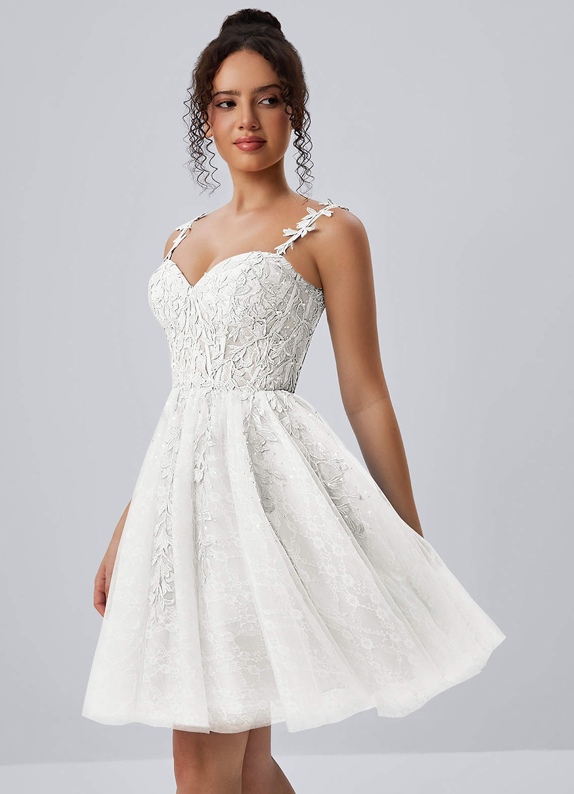 Raphinase A-Line Sweetheart Tulle Prom Dress in white