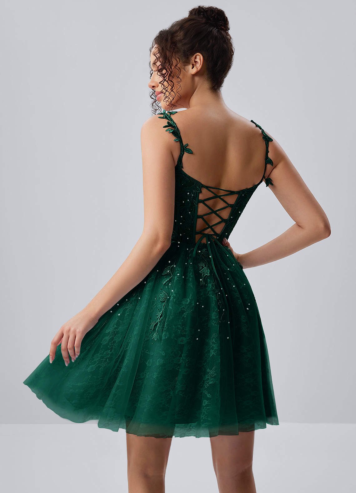 Raphinase A-Line Sweetheart Tulle Prom Dress in Dark Green