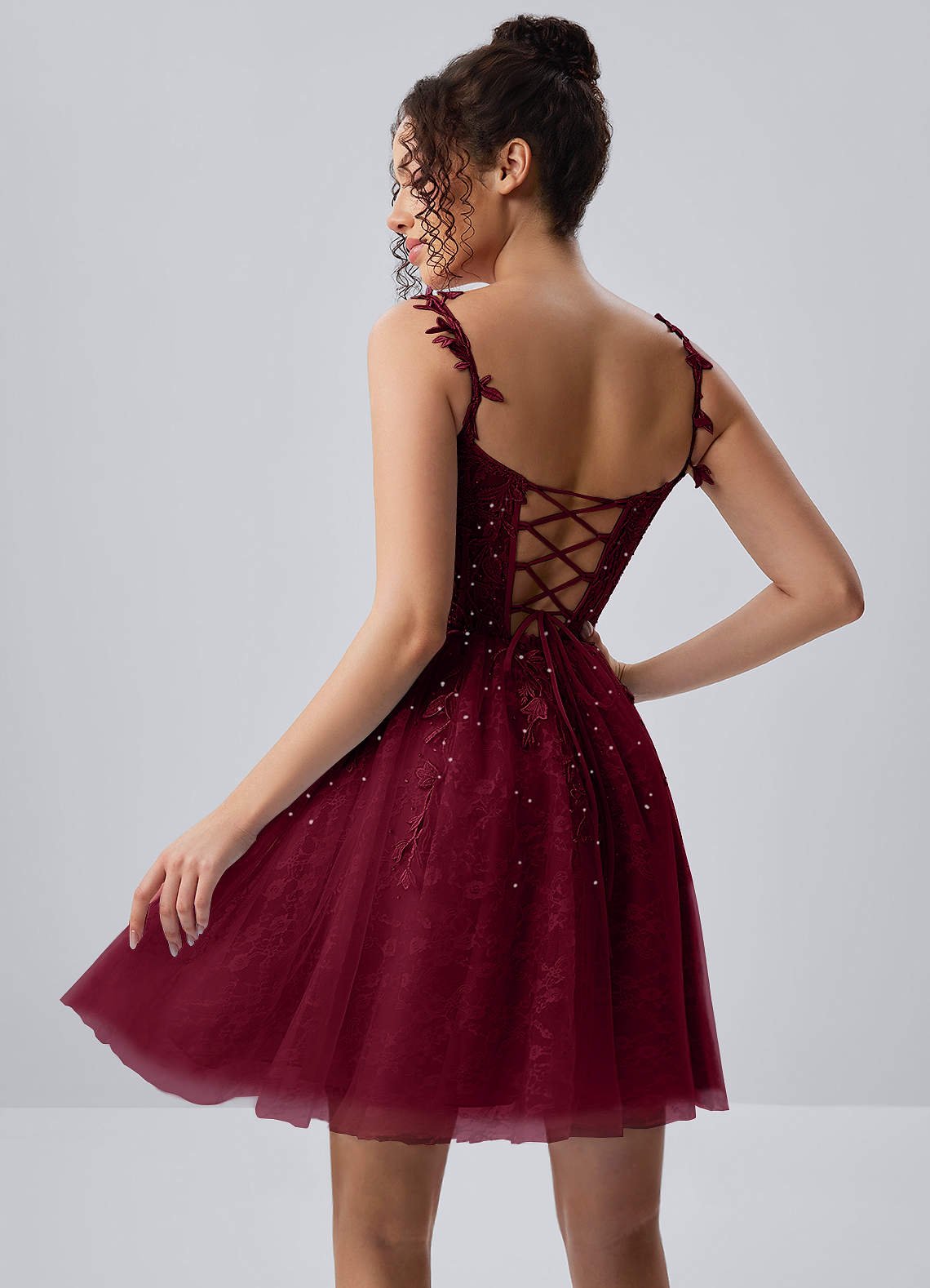 Raphinase A-Line Sweetheart Tulle Prom Dress in Burgundy