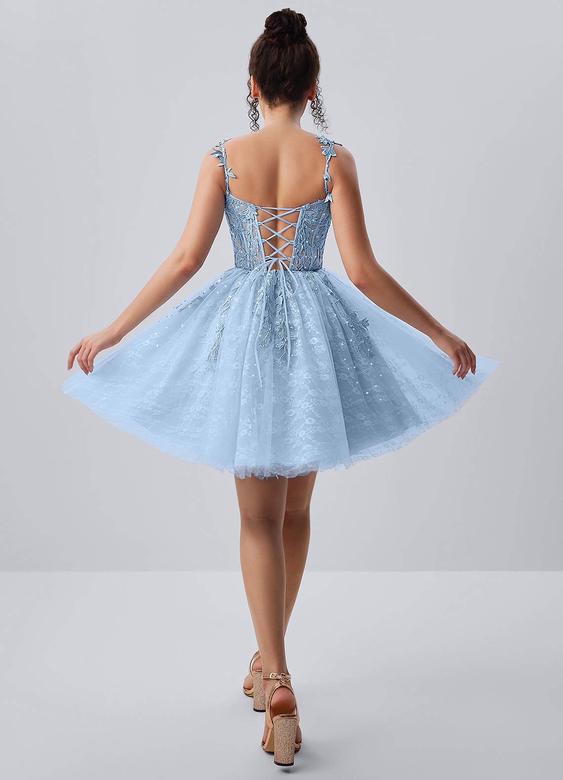 Raphinase A-Line Sweetheart Tulle Prom Dress in Sky Blue