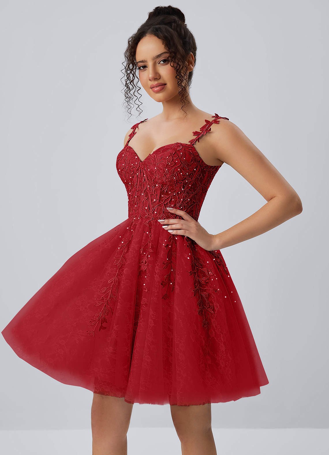 Raphinase A-Line Sweetheart Tulle Prom Dress in black