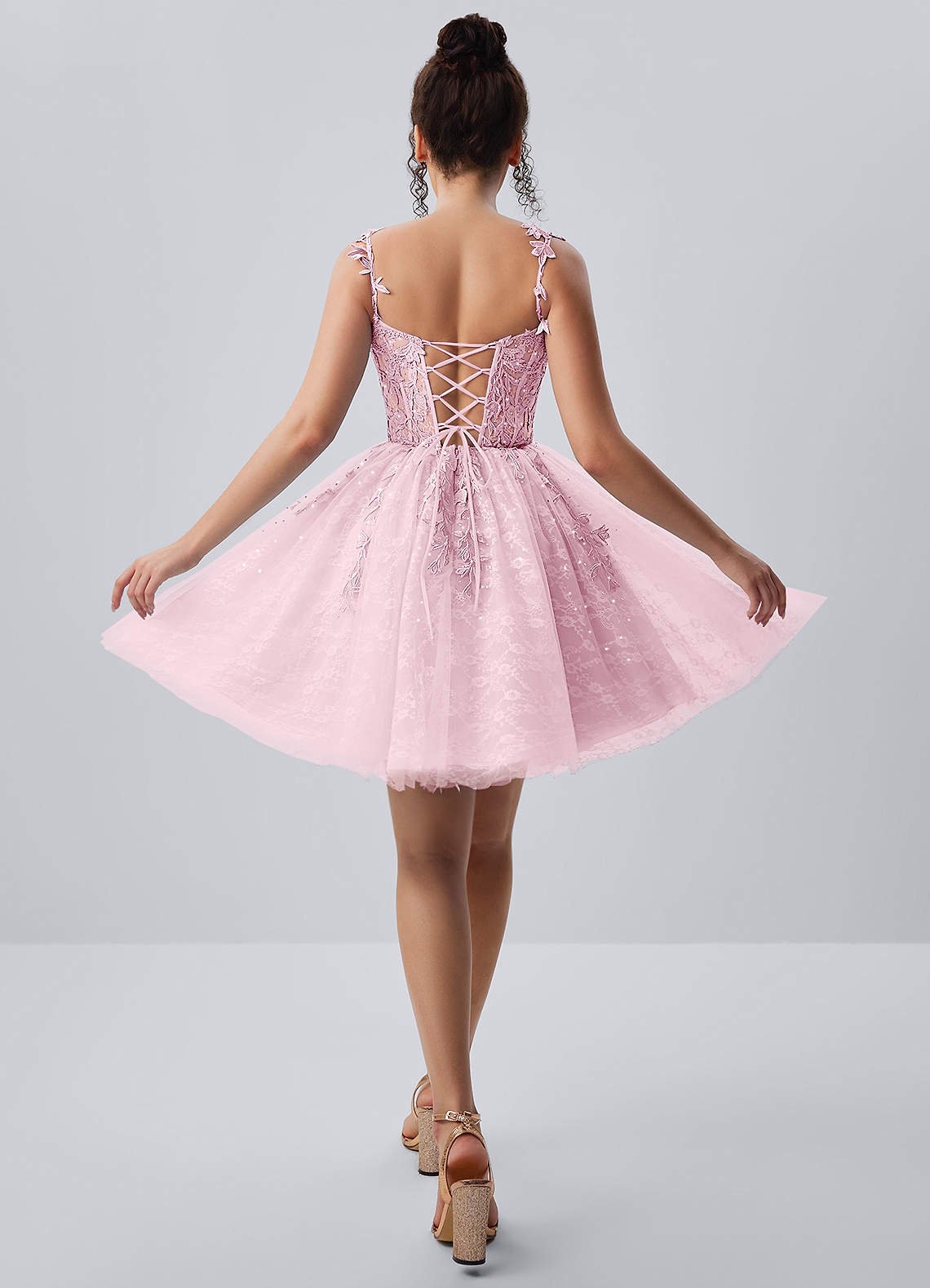 Raphinase A-Line Sweetheart Tulle Prom Dress in Blushing Pink