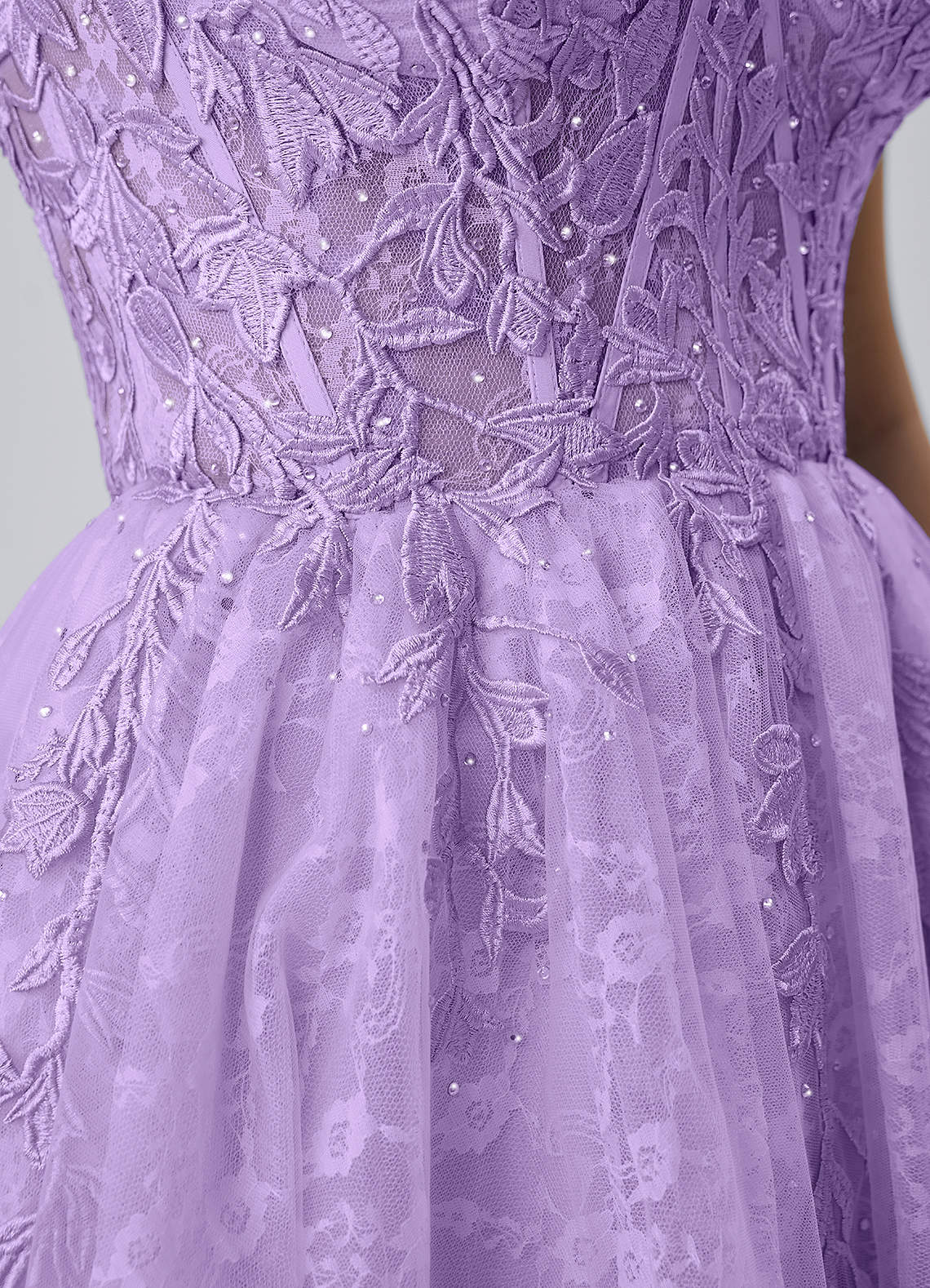Raphinase A-Line Sweetheart Tulle Prom Dress in Purple