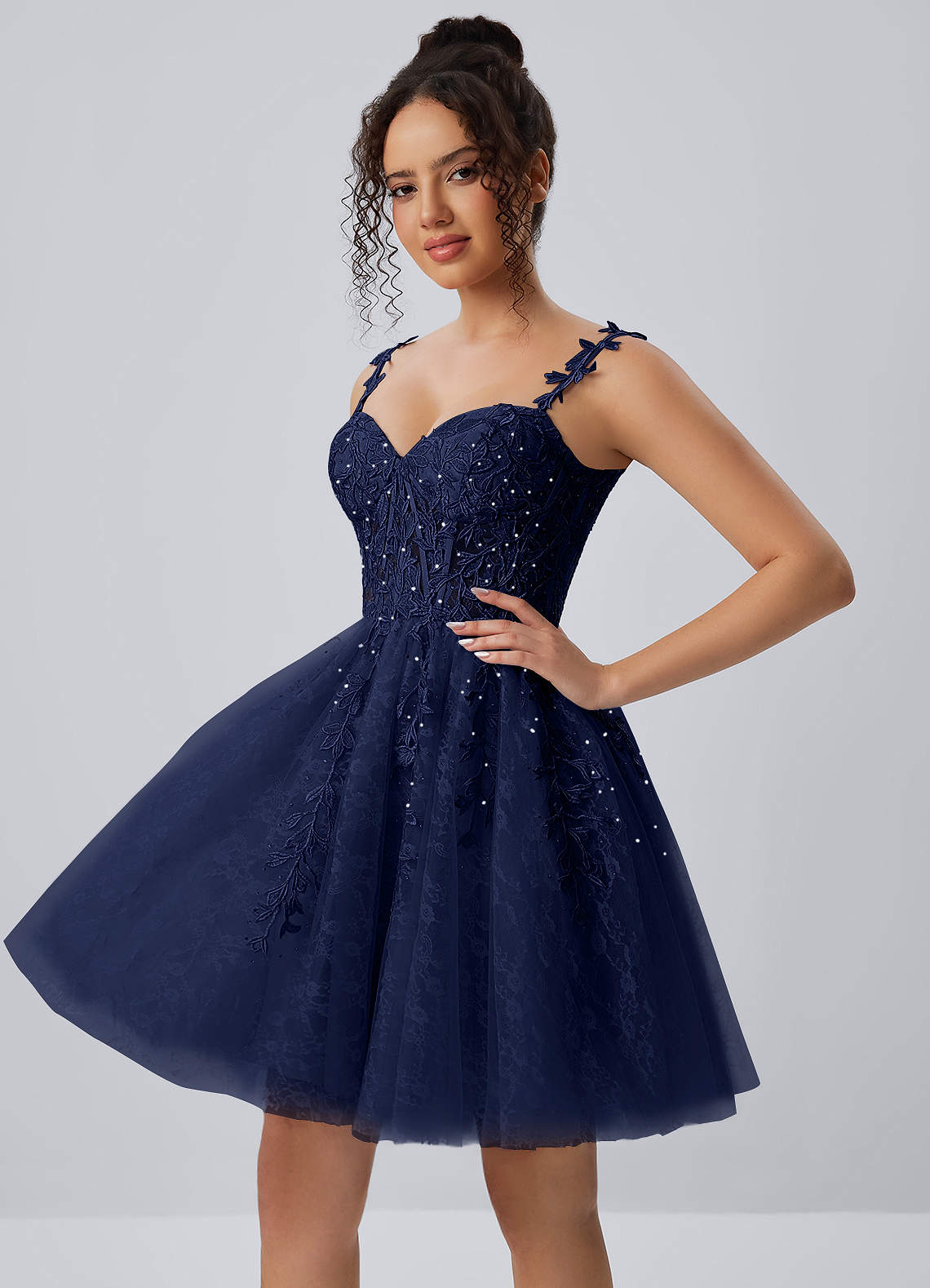 Raphinase A-Line Sweetheart Tulle Prom Dress in black