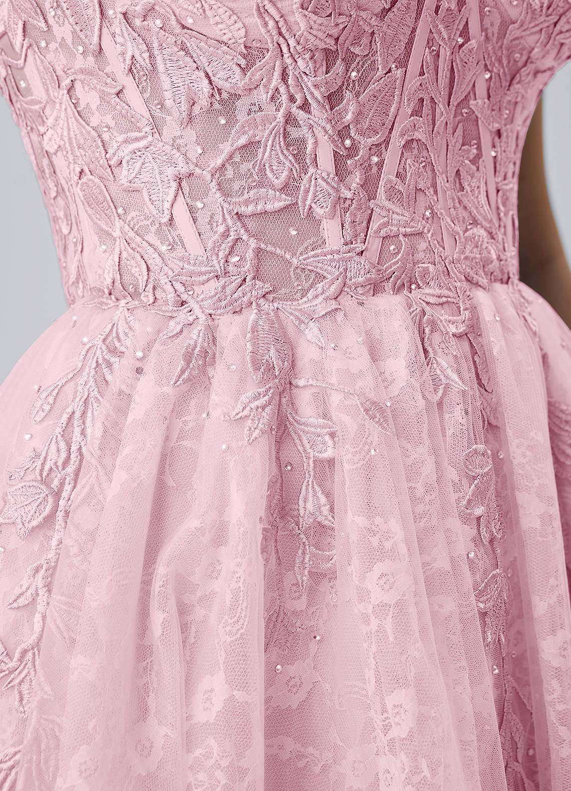 Raphinase A-Line Sweetheart Tulle Prom Dress in Blushing Pink