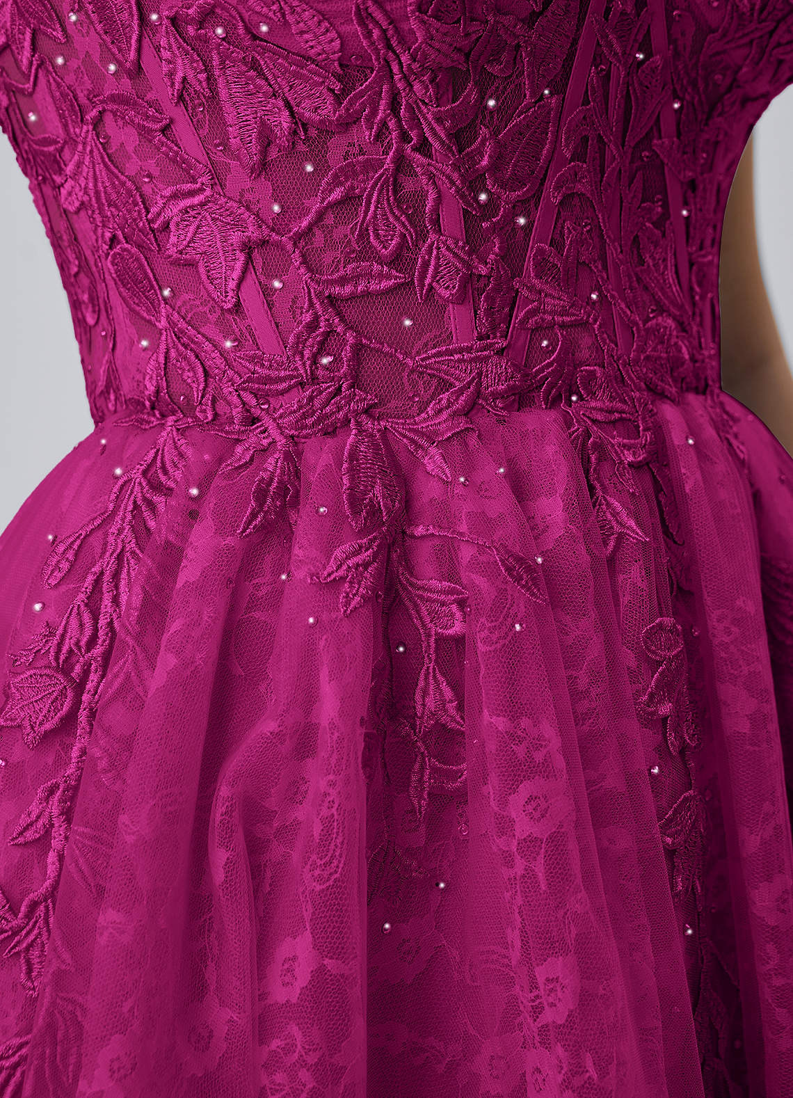 Raphinase A-Line Sweetheart Tulle Prom Dress in Fuchsia