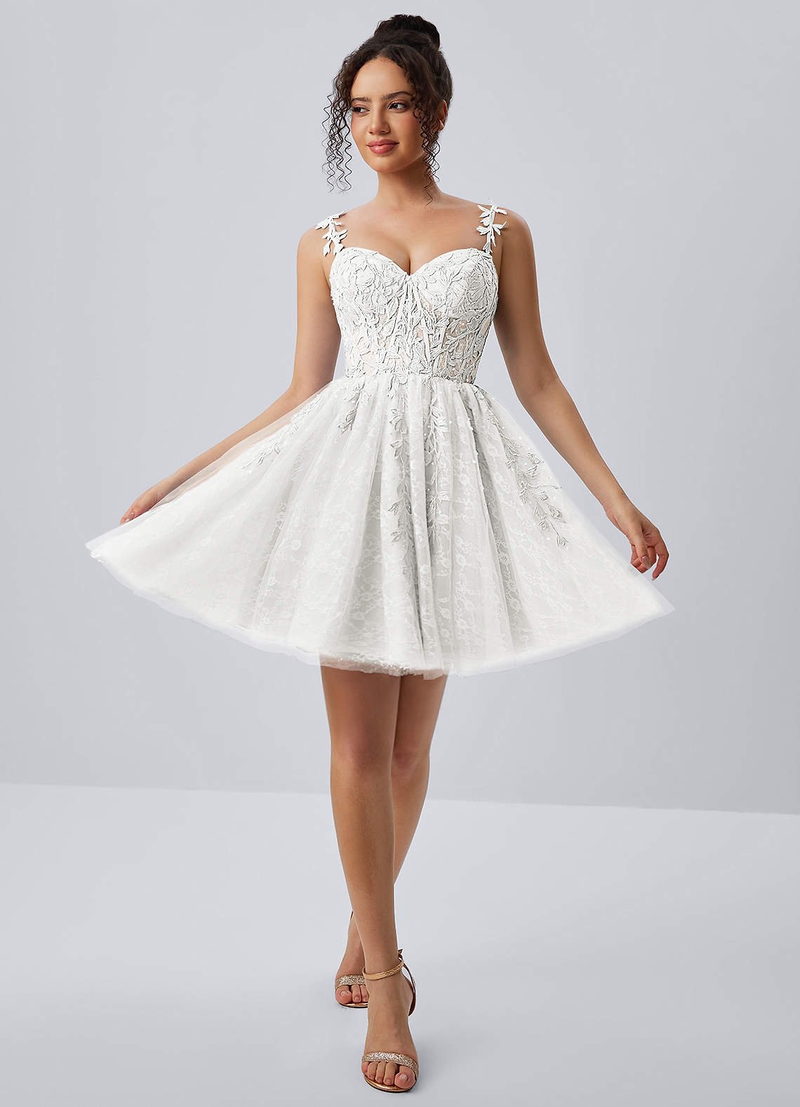 Raphinase A-Line Sweetheart Tulle Prom Dress in white