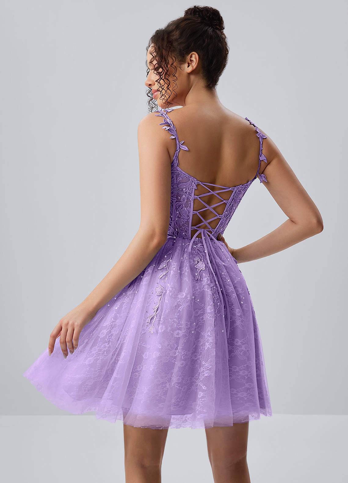 Raphinase A-Line Sweetheart Tulle Prom Dress in Purple