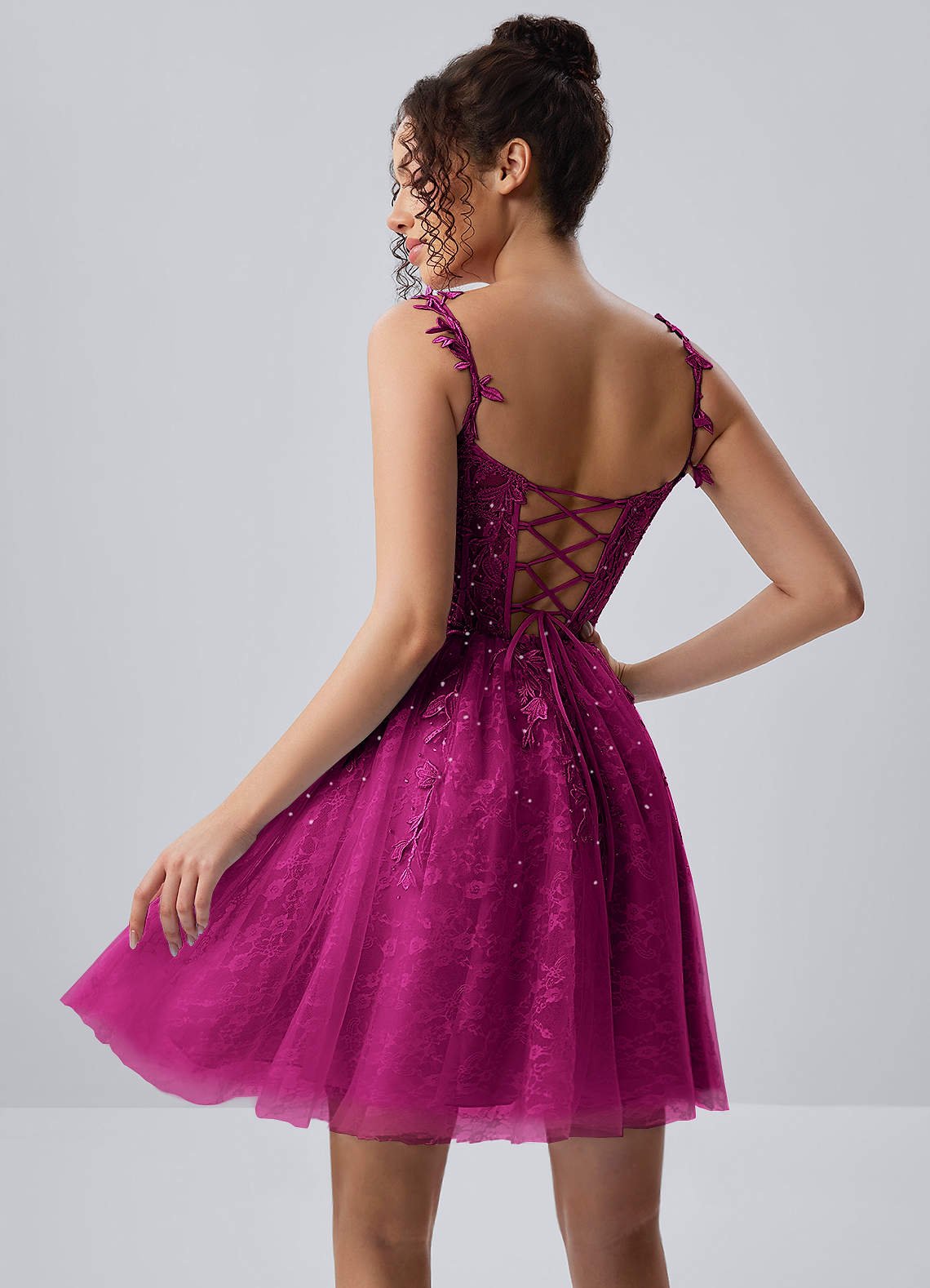 Raphinase A-Line Sweetheart Tulle Prom Dress in Fuchsia