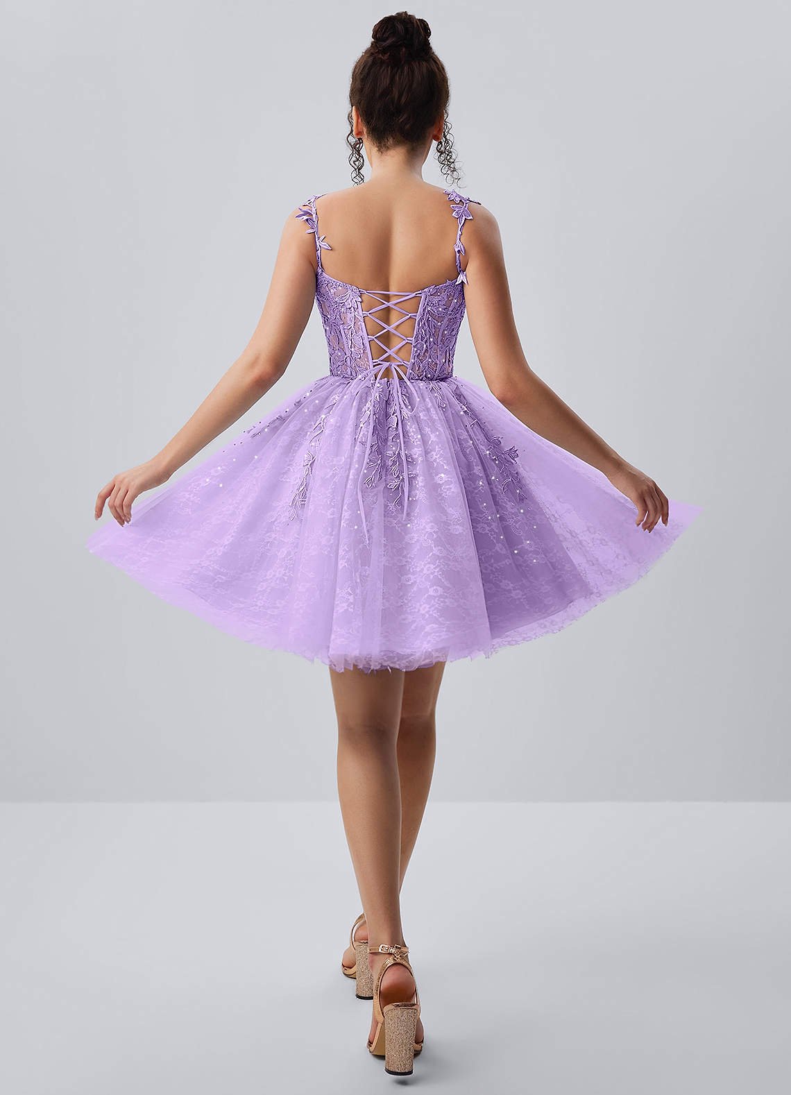 Raphinase A-Line Sweetheart Tulle Prom Dress in Purple