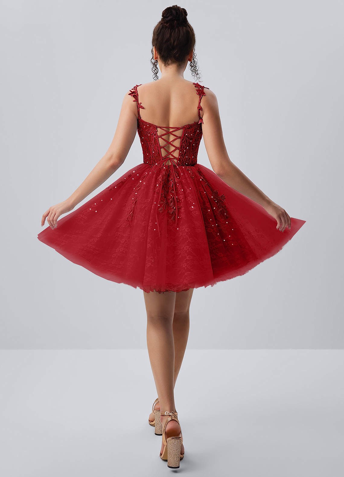 Raphinase A-Line Sweetheart Tulle Prom Dress in Red