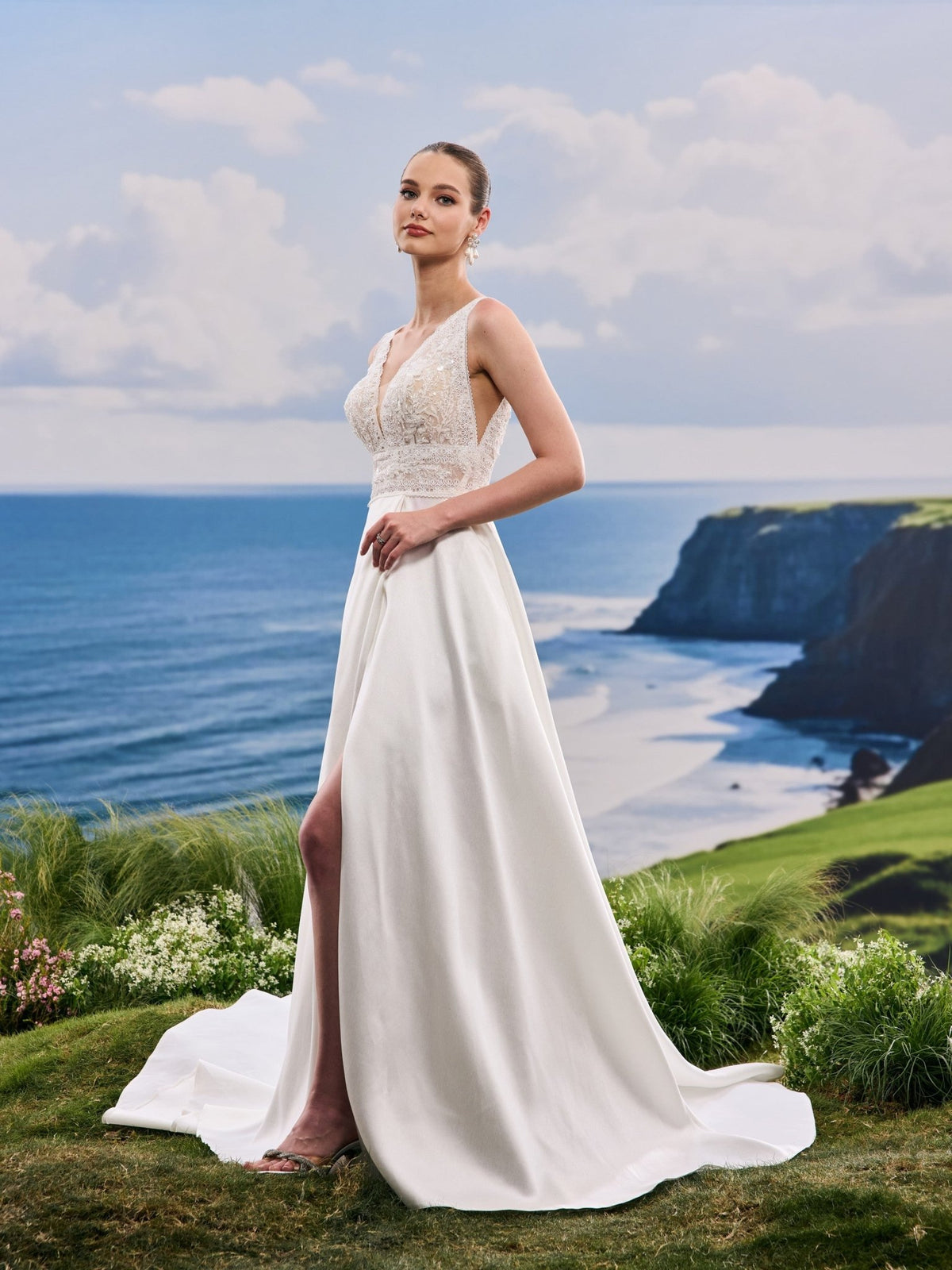 Ravellina white wedding dress, detail and alternate angle