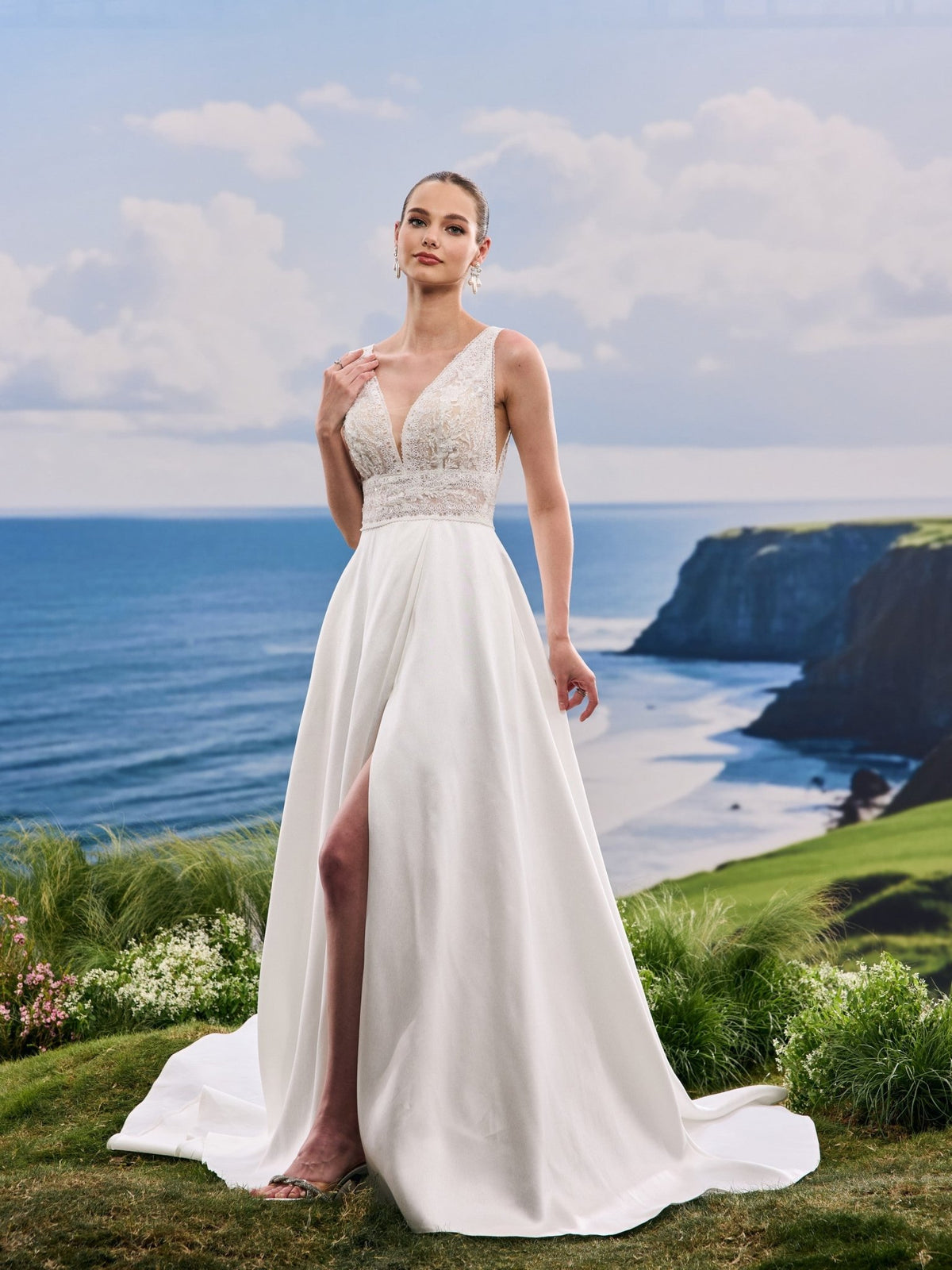 Ravellina white wedding dress, detail and alternate angle