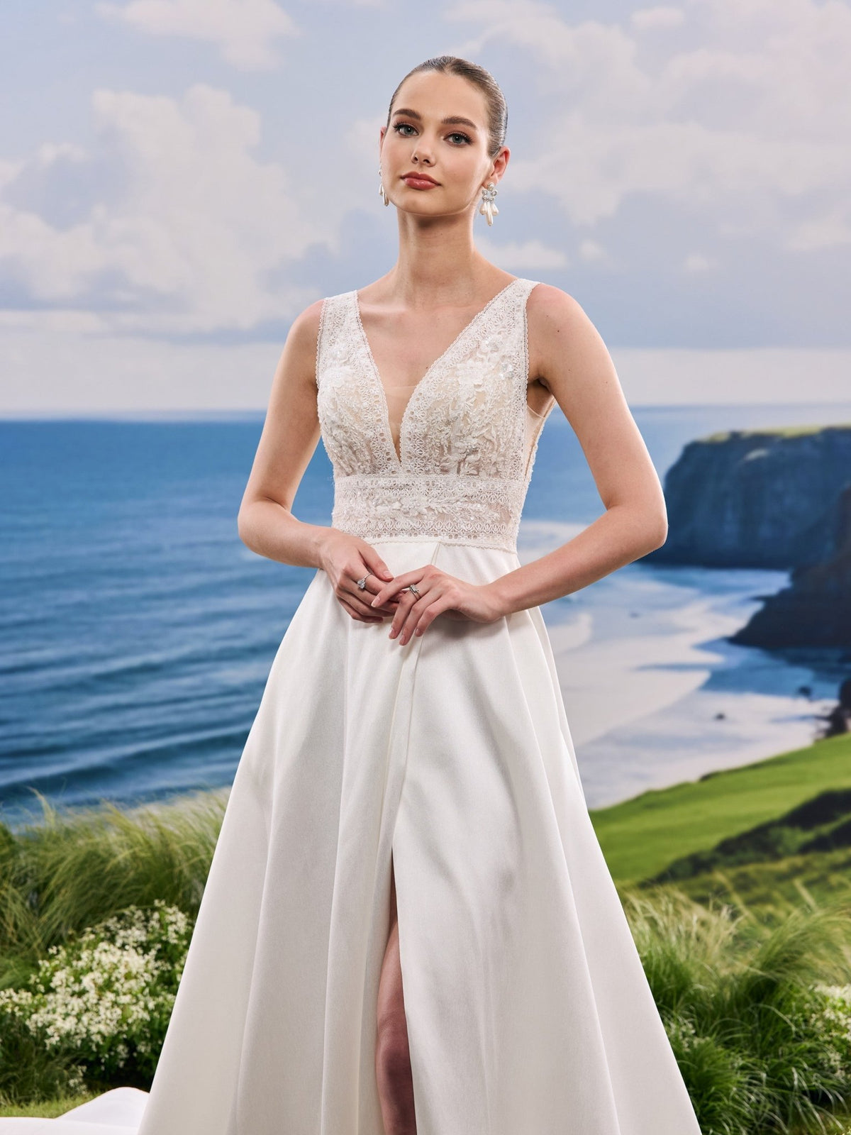 Ravellina white wedding dress, detail and alternate angle