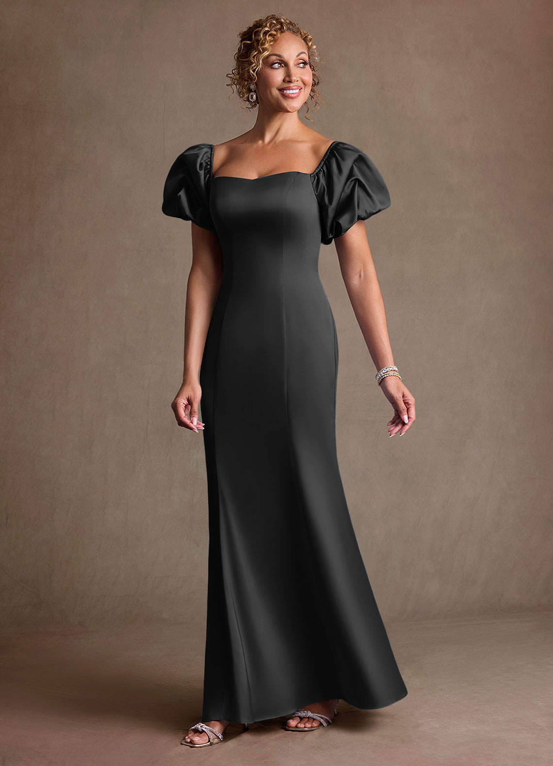 Redding Sheath Sweetheart Stretch Satin Mother of the Bride Dress in black