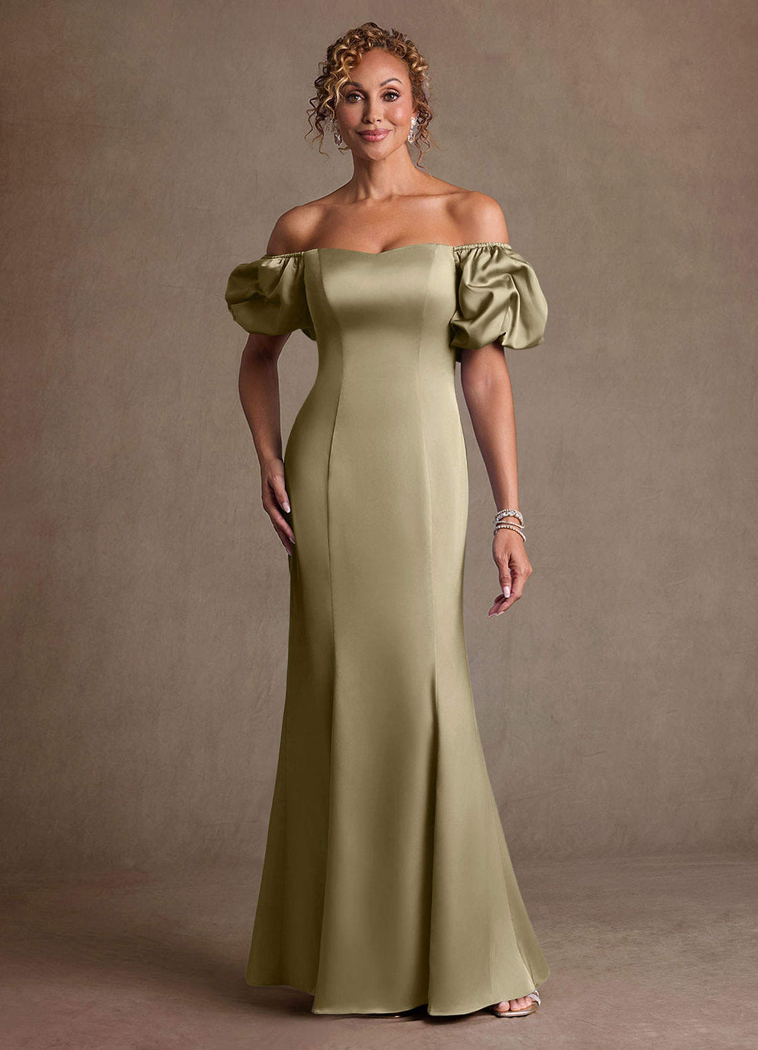 Redding Sheath Sweetheart Stretch Satin Mother of the Bride Dress in Moss Green