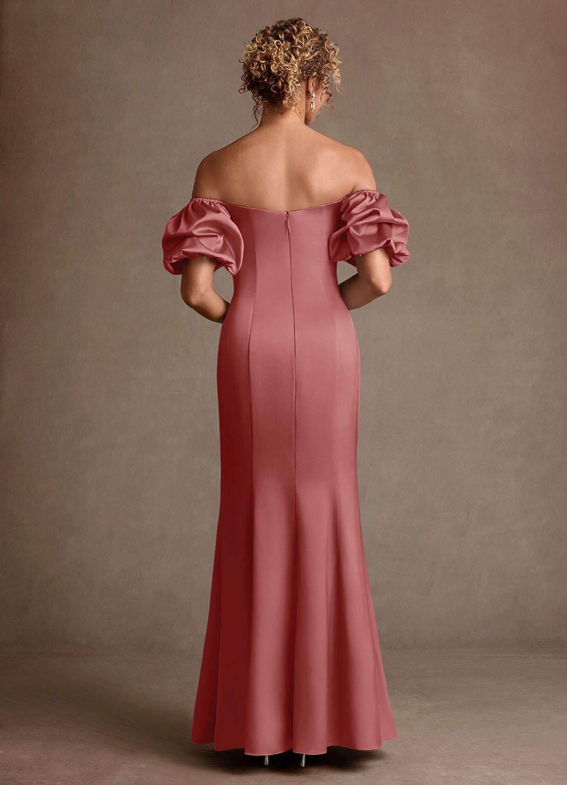 Redding Sheath Sweetheart Stretch Satin Mother of the Bride Dress in Antique Rose