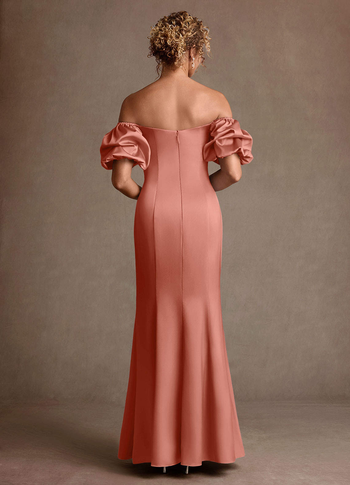 Redding Sheath Sweetheart Stretch Satin Mother of the Bride Dress in Salmon Pink