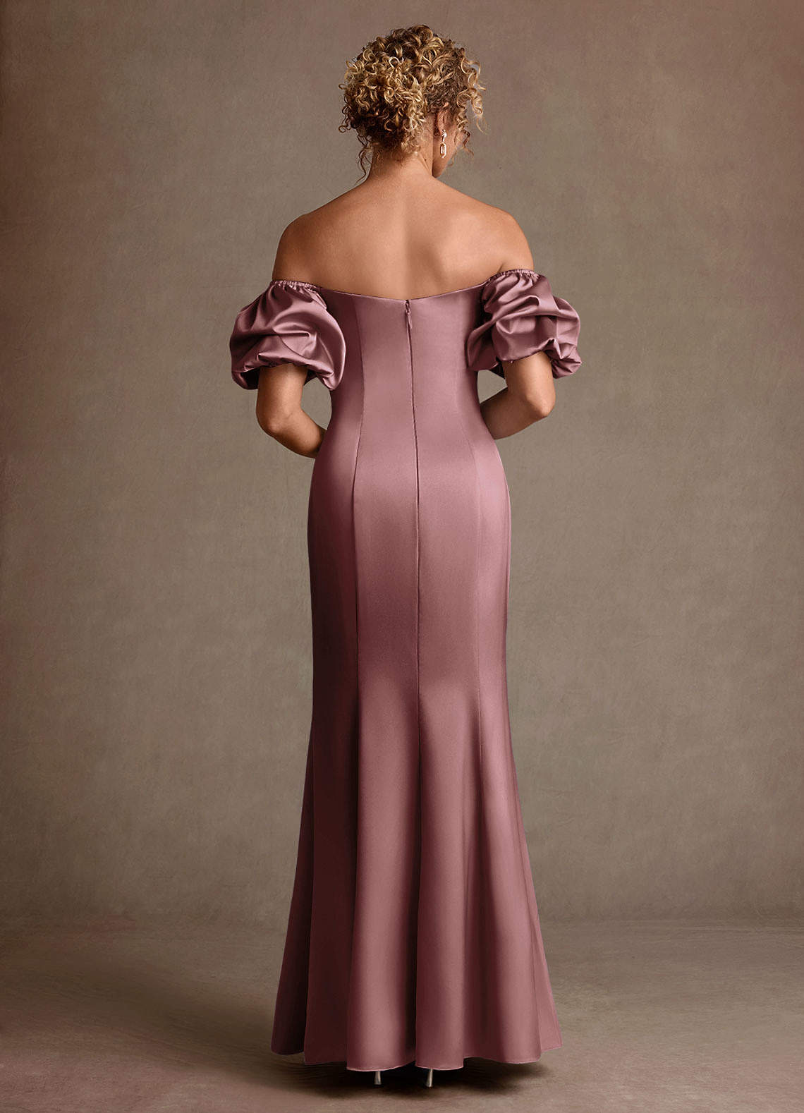 Redding Sheath Sweetheart Stretch Satin Mother of the Bride Dress in Vintage Mauve