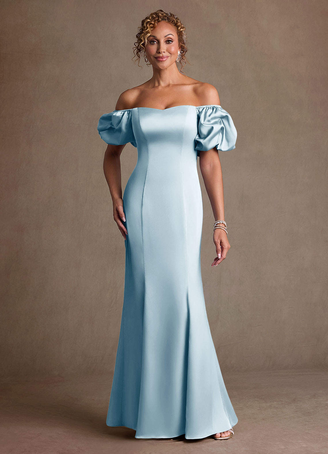 Redding Sheath Sweetheart Stretch Satin Mother of the Bride Dress in Sky Blue