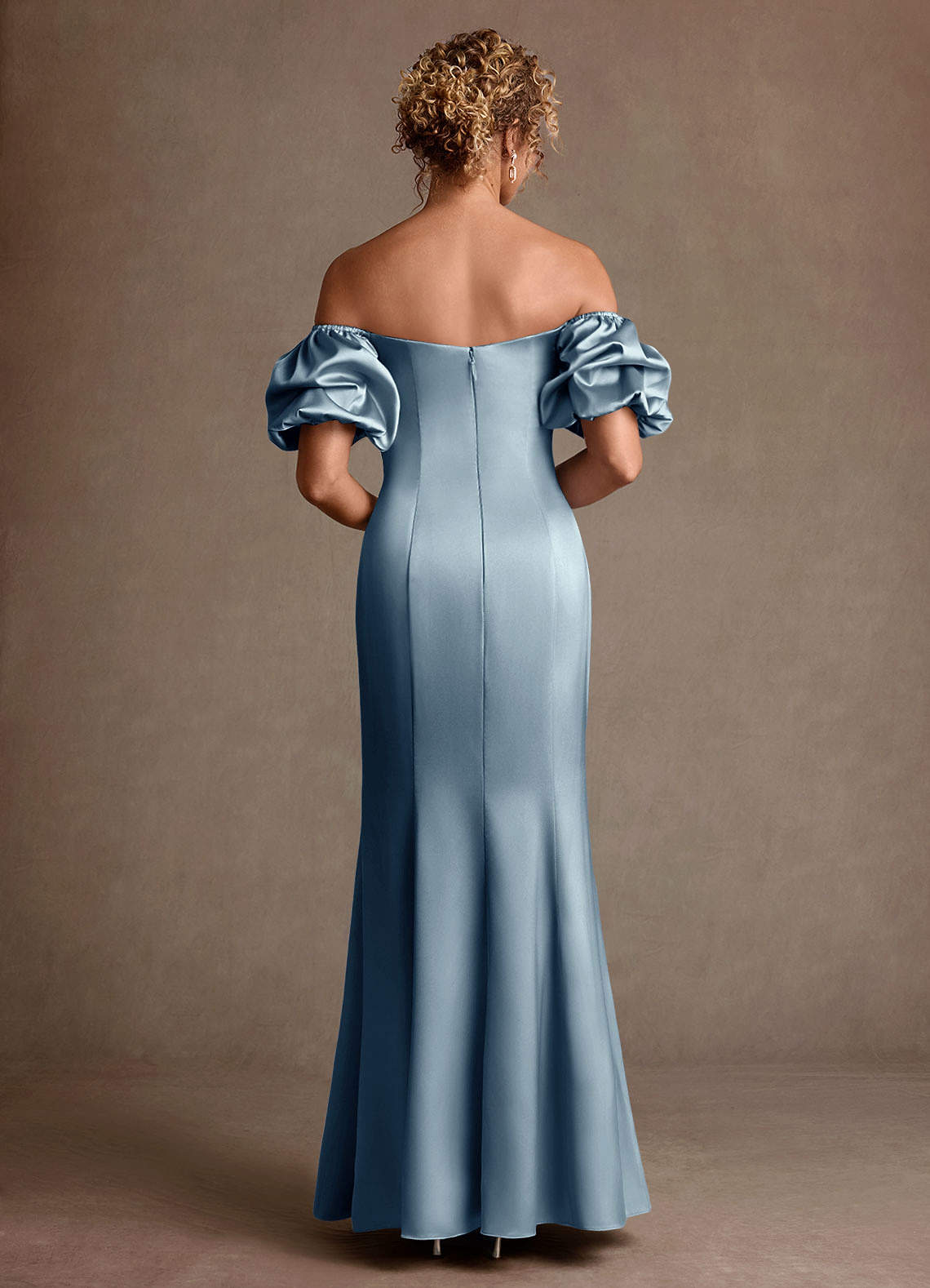 Redding Sheath Sweetheart Stretch Satin Mother of the Bride Dress in dusty blue